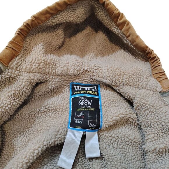 Walls Workwear Canvas Chore Jacket Boys XS 4-5 Tan Sherpa Lined Hooded - Picture 6 of 9